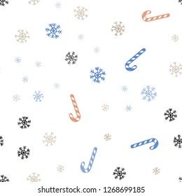 Light Blue, Yellow vector seamless background with tasty xmas sweets.
