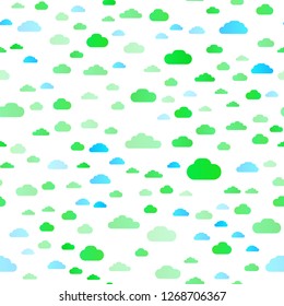 Light Blue, Yellow vector seamless pattern with clouds. Modern illustration with colorful gradient clouds. Design for textile, fabric, wallpapers.