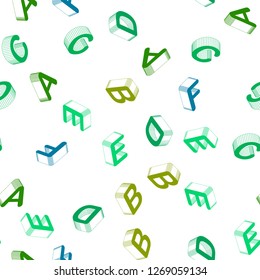 Light Blue, Yellow vector seamless pattern with 3D ABC symbols. Shining colorful 3D illustration with isolated letters. Design for textile, fabric, wallpapers.
