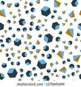 Light Blue, Yellow vector seamless, isometric texture with poly style with cubes. Abstract illustration with colorful lines, cubes. Design for textile, fabric, wallpapers.
