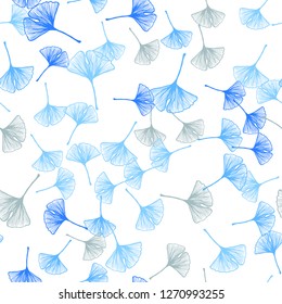 Light Blue, Yellow vector seamless doodle layout with leaves. Shining colored illustration with leaves in doodle style. Texture for window blinds, curtains.
