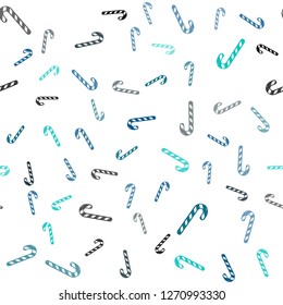 Light Blue, Yellow vector seamless pattern with delicious xmas candies.
