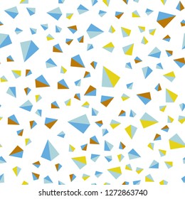 Light Blue, Yellow vector seamless, isometric cover with polygonal style. Modern abstract illustration with colorful triangles. Texture for window blinds, curtains.
