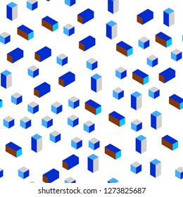 Light Blue, Yellow vector seamless, isometric cover in polygonal style. Decorative design in abstract style with rectangles. Design for textile, fabric, wallpapers.