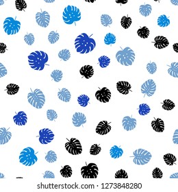 Light Blue, Yellow vector seamless abstract design with leaves. Blurred decorative design in Indian style with leaves. Texture for window blinds, curtains.