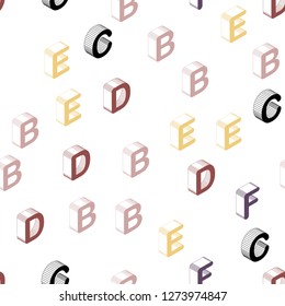 Light Blue, Yellow vector seamless texture with 3D ABC characters. Abstract illustration with 3D ABC symbols. Template for business cards, websites.