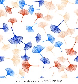 Light Blue, Yellow vector seamless abstract design with leaves. Shining colored illustration with leaves in doodle style. Texture for window blinds, curtains.