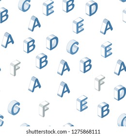 Light Blue, Yellow vector seamless layout with 3D latin alphabet. Colorful gradient design in 3D style with signs of alphabet. Texture for window blinds, curtains.