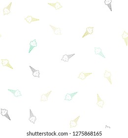 Light Blue, Yellow vector seamless layout with ice-cream set. Beautiful colorful illustration with ice-cream cones. Pattern for ad, booklets, leaflets of restaurants.
