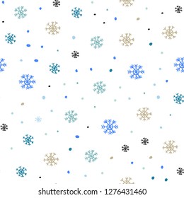 Light Blue, Yellow vector seamless texture with colored snowflakes. Colorful snowflakes with gradient on abstract background. Trendy design for wallpaper, fabric makers.