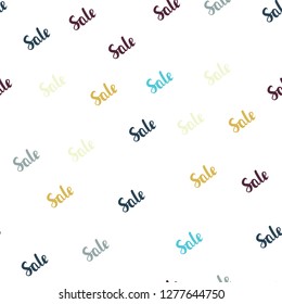 Light Blue, Yellow vector seamless layout with discount words. Abstract illustration with colorful gradient symbols of sales. Backdrop for mega promotions, discounts.