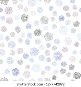 Light Blue, Yellow vector seamless doodle backdrop with flowers. Abstract illustration with flowers in doodles style. Design for textile, fabric, wallpapers.