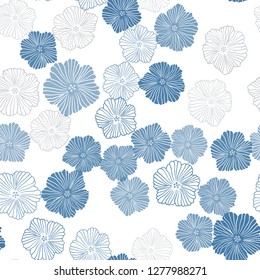 Light Blue, Yellow vector seamless doodle pattern with flowers. Creative illustration in blurred style with flowers. Texture for window blinds, curtains.