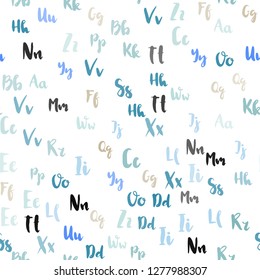 Light Blue, Yellow vector seamless template with isolated letters. Blurred design in simple style with signs of alphabet. Design for textile, fabric, wallpapers.