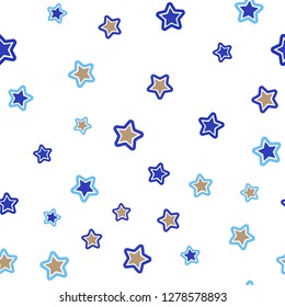 Light Blue, Yellow vector seamless template with sky stars. Glitter abstract illustration with colored stars. Texture for window blinds, curtains.