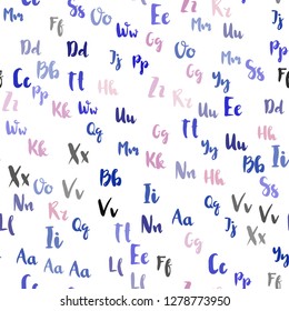Light Blue, Yellow vector seamless layout with latin alphabet. Colored alphabet signs with gradient on white background. Design for wallpaper, fabric makers.