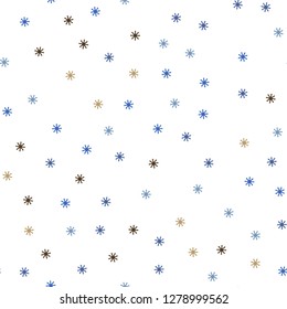 Light Blue, Yellow vector seamless background with xmas snowflakes. Glitter abstract illustration with crystals of ice. Texture for window blinds, curtains.