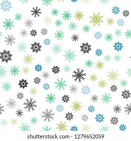 Light Blue, Yellow vector seamless pattern with christmas snowflakes. Modern geometrical abstract illustration with crystals of ice. Trendy design for wallpaper, fabric makers.