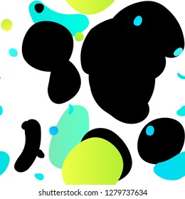 Light Blue, Yellow vector seamless pattern with spheres. Blurred bubbles on abstract backdrop with colorful gradient. Pattern for design of window blinds, curtains.