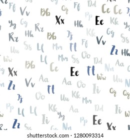 Light Blue, Yellow vector seamless template with isolated letters. Blurred design in simple style with signs of alphabet. Design for wallpaper, fabric makers.