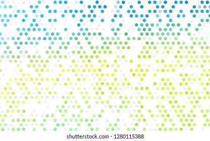 Light Blue, Yellow vector seamless pattern with colorful hexagons. Illustration of colored hexagons on white surface. Template for business cards, websites.