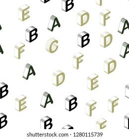 Light Blue, Yellow vector seamless pattern with 3D ABC symbols. Abstract illustration with 3D ABC symbols. Template for business cards, websites.
