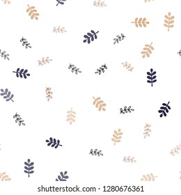 Light Blue, Yellow vector seamless doodle background with leaves. Colorful abstract illustration with leaves in doodle style. Design for wallpaper, fabric makers.