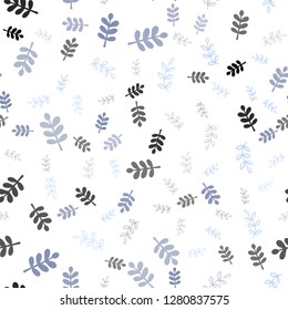 Light Blue, Yellow vector seamless elegant wallpaper with leaves, branches. Modern abstract illustration with leaves and branches. Pattern for design of fabric, wallpapers.