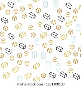Light Blue, Yellow vector seamless, isometric pattern in square style. Abstract gradient illustration with rectangles. Pattern for design of fabric, wallpapers.