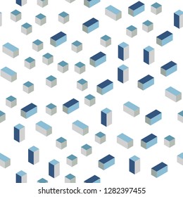 Light Blue, Yellow vector seamless, isometric texture in rectangular style. Beautiful illustration with rectangles and squares. Template for business cards, websites.