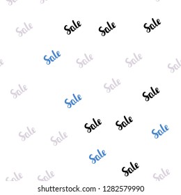 Light Blue, Yellow vector seamless pattern with sale signs. Gradient illustration with discount signs on white backdrop. Template for season sales, shopping ads.