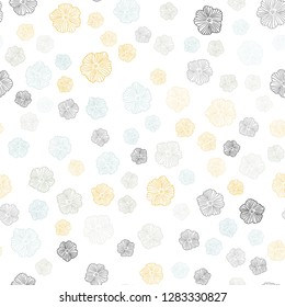 Light Blue, Yellow vector seamless elegant background with flowers. Flowers with gradient on white background. Texture for window blinds, curtains.