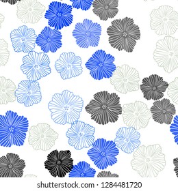 Light Blue, Yellow vector seamless elegant background with flowers. Flowers in natural style on white background. Template for business cards, websites.