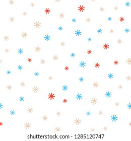 Light Blue, Yellow vector seamless template with ice snowflakes. Glitter abstract illustration with crystals of ice. Template for business cards, websites.