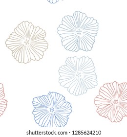 Light Blue, Yellow vector seamless natural backdrop with flowers. Abstract illustration with flowers in doodles style. Texture for window blinds, curtains.