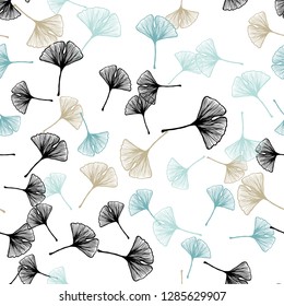 Light Blue, Yellow vector seamless elegant template with leaves. Colorful illustration in doodle style with leaves. Texture for window blinds, curtains.