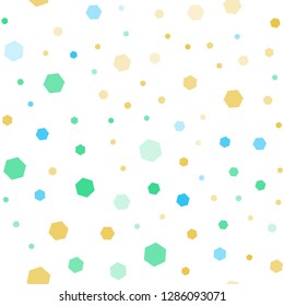 Light Blue, Yellow vector seamless template in hexagonal style. Illustration with set of colorful hexagons. Pattern can be used for landing pages.