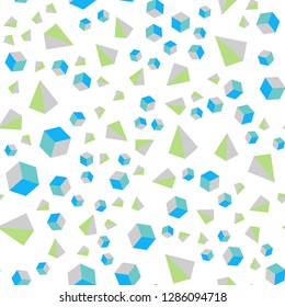 Light Blue, Yellow vector seamless, isometric template with crystals, squares. Illustration with colorful triangles, rectangles. Template for business cards, websites.