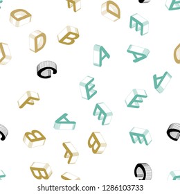 Light Blue, Yellow vector seamless pattern with 3D ABC symbols. Shining colorful 3D illustration with isolated letters. Pattern for design of fabric, wallpapers.