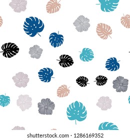 Light Blue, Yellow vector seamless elegant template with flowers, leaves. Creative illustration in blurred style with leaves, flowers. Design for wallpaper, fabric makers.