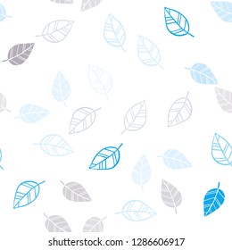 Light Blue, Yellow vector seamless natural pattern with leaves. A vague abstract illustration with leaves in doodles style. Trendy design for wallpaper, fabric makers.