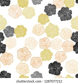 Light Blue, Yellow vector seamless natural pattern with flowers. Illustration with colorful abstract doodle flowers. Texture for window blinds, curtains.