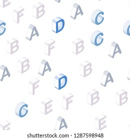 Light Blue, Yellow vector seamless pattern with 3D ABC symbols. Shining colorful 3D illustration with isolated letters. Texture for window blinds, curtains.