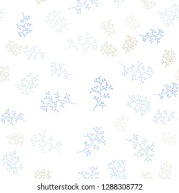 Light Blue, Yellow vector seamless abstract backdrop with branches. Modern abstract illustration with leaves and branches. Texture for window blinds, curtains.