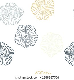 Light Blue, Yellow vector seamless elegant pattern with flowers. An elegant bright illustration with flowers. Pattern for design of fabric, wallpapers.