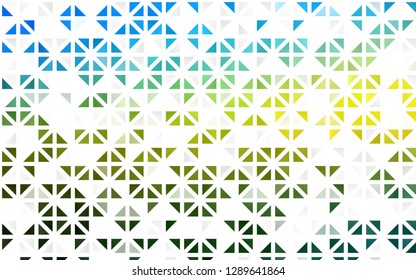 Light Blue, Yellow vector seamless template with crystals, triangles. Triangles on abstract background with colorful gradient. Pattern for design of window blinds, curtains.