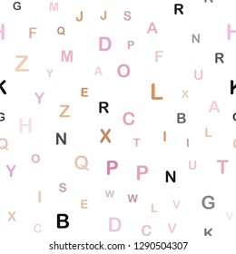 Light Blue, Yellow vector seamless layout with latin alphabet. Blurred design in simple style with signs of alphabet. Pattern for design of fabric, wallpapers.