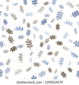 Light Blue, Yellow vector seamless elegant template with leaves, branches. Colorful illustration in doodle style with leaves, branches. Design for textile, fabric, wallpapers.