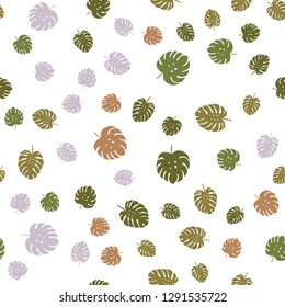 Light Blue, Yellow vector seamless abstract backdrop with leaves. leaves on elegant natural pattern with gradient. Texture for window blinds, curtains.