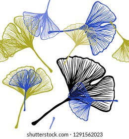 Light Blue, Yellow vector seamless natural background with leaves. Brand new colored illustration in blurry style with leaves. Design for wallpaper, fabric makers.